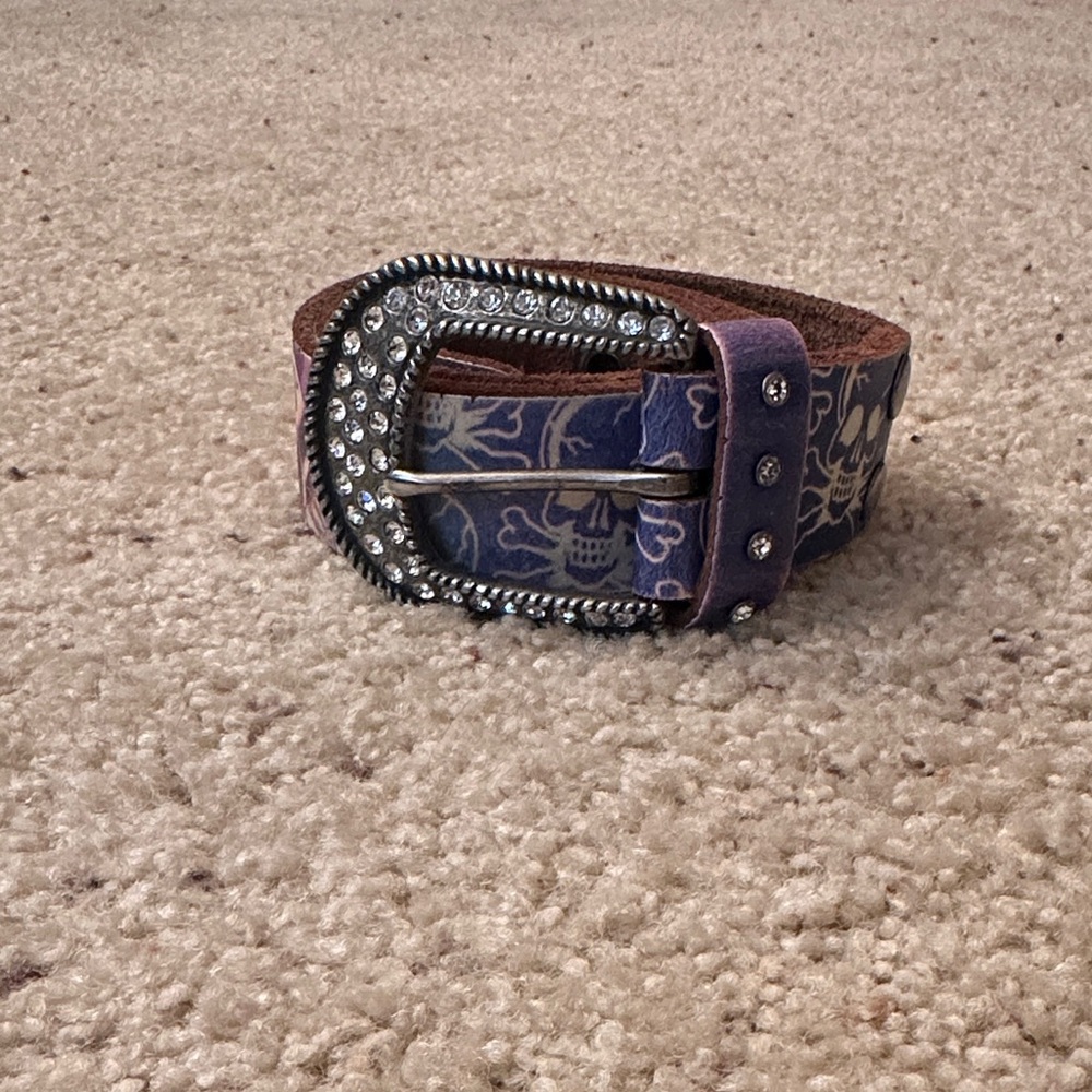 Ed Hardy love kills skull Pattern Belt with Rhinestone Buckle